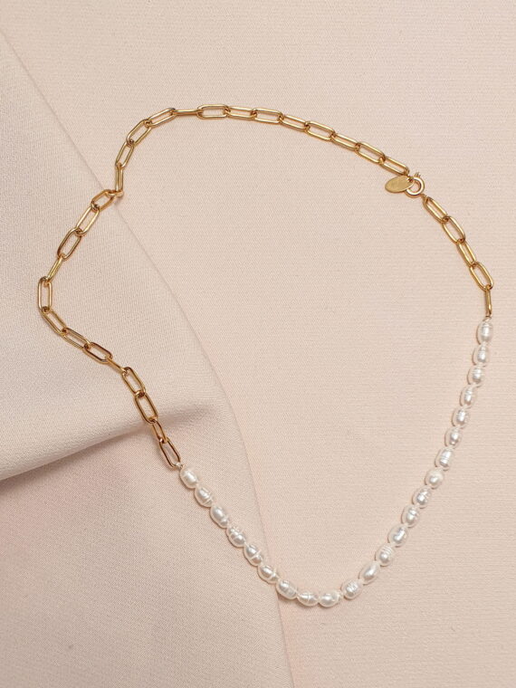 Pozłacany choker z perłami słodkowodnymi